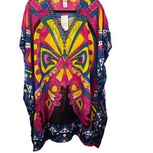 DOPAMINE Highness Kaftan Cover-Up One Size V-Neck Sequin Polyester Swimwear NEW